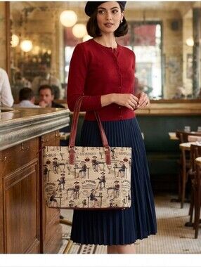Chic Beige and Red Tote Bag